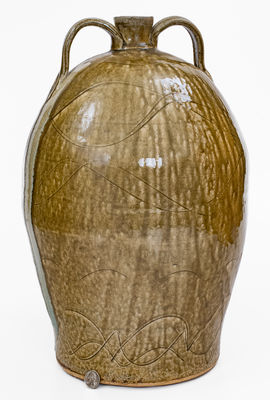 Large-Sized Double-Handled Stoneware Jug w/ Glaze Drips by Michael Crocker