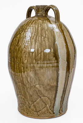 Large-Sized Double-Handled Stoneware Jug w/ Glaze Drips by Michael Crocker