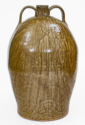 Large-Sized Double-Handled Stoneware Jug w/ Glaze Drips by Michael Crocker