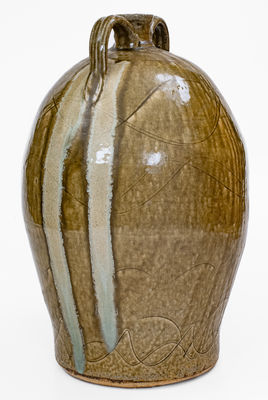 Large-Sized Double-Handled Stoneware Jug w/ Glaze Drips by Michael Crocker
