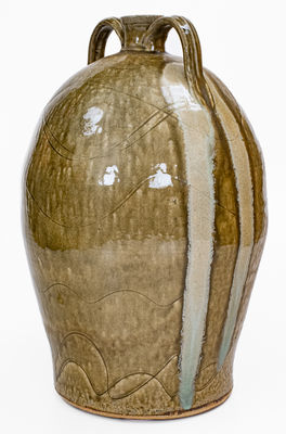 Large-Sized Double-Handled Stoneware Jug w/ Glaze Drips by Michael Crocker