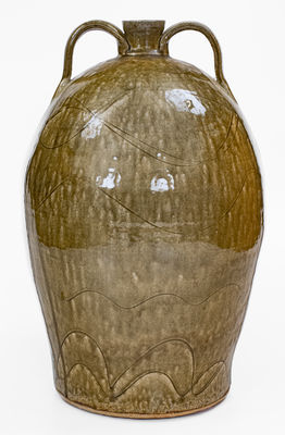 Large-Sized Double-Handled Stoneware Jug w/ Glaze Drips by Michael Crocker