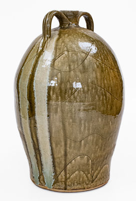 Large-Sized Double-Handled Stoneware Jug w/ Glaze Drips by Michael Crocker