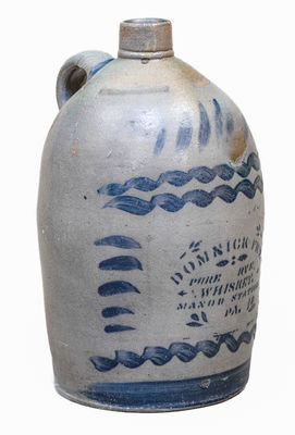 Exceptional MANOR STATION, PA Stoneware Advertising Jug w/ Profuse Decoration