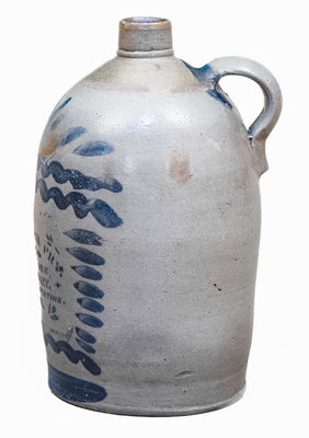 Exceptional MANOR STATION, W. VA Stoneware Advertising Jug w/ Profuse Decoration