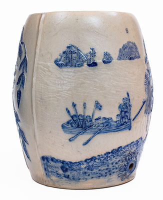 Whites Utica Molded Stoneware Water Cooler w/ Christopher Columbus Scene