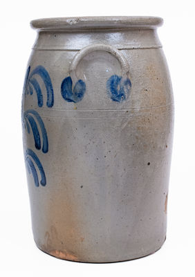 6 Gal. Beaver, PA Stoneware Jar w/ Freehand Vine Decoration, c1855