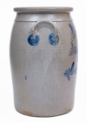 6 Gal. Beaver, PA Stoneware Jar w/ Freehand Vine Decoration, c1855