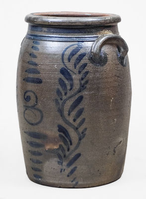 3 Gal. Shinnston, WV Stoneware Jar w/ Elaborate Freehand Decoration