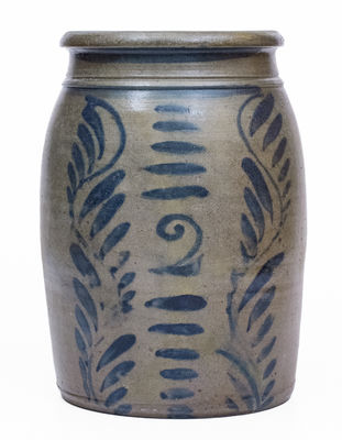 2 Gal. Shinnston, WV Stoneware Jar w/ Elaborate Freehand Decoration