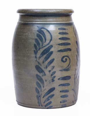 2 Gal. Shinnston, WV Stoneware Jar w/ Elaborate Freehand Decoration