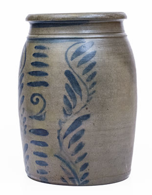 2 Gal. Shinnston, WV Stoneware Jar w/ Elaborate Freehand Decoration