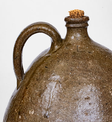 Rare Alkaline-Glazed Stoneware Jug Marked "L," probably Georgia, 19th century