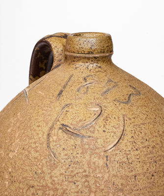 Rare Edgefield District, SC Stoneware Jug Dated 1873, attrib. J.P. Bodie, Kirksey s Crossroads