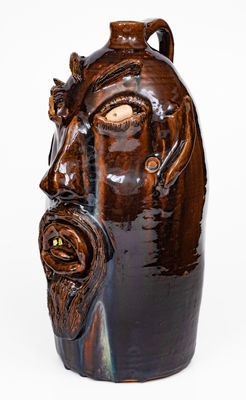 Large Brown s Pottery / Arden, NC 1989 Stoneware Devil Face Jug