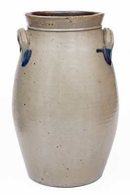 N. CLARK / ATHENS Stoneware Churn w/ Floral Decoration, c1825
