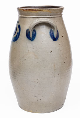 N. CLARK / ATHENS Stoneware Churn w/ Floral Decoration, c1825