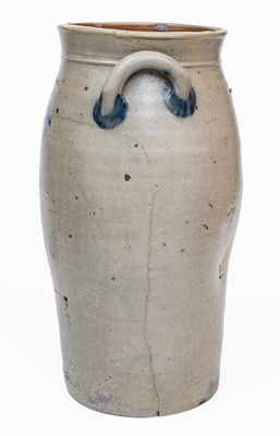 Very Rare ATHERON & TRICE / ALBANY, NY Stoneware Churn, c1820-26