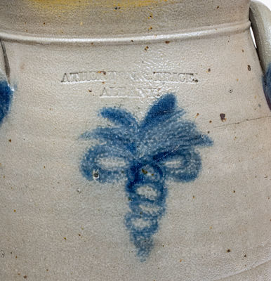 Very Rare ATHERON & TRICE / ALBANY, NY Stoneware Churn, c1820-26