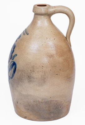 2 Gal. JOHN BURGER / ROCHESTER Stoneware Jug w/ Slip-Trailed Floral Decoration