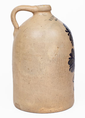 W.H. FARRAR / GEDDES, NY Stoneware Two-Gallon Jug w/ Elaborate Floral Design