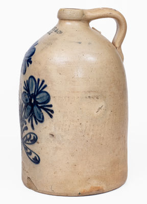 W.H. FARRAR / GEDDES, NY Stoneware Two-Gallon Jug w/ Elaborate Floral Design