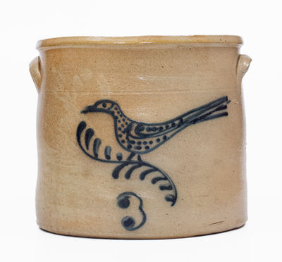 Three-Gallon New England Stoneware Bird Crock, third quarter 19th century