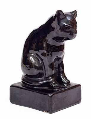 Large Glazed Stoneware Figure of a Cat, attrib. Peters and Reed, Zanesville, Ohio, early 20th century