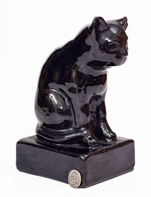 Large Glazed Stoneware Figure of a Cat, attrib. Peters and Reed, Zanesville, Ohio, early 20th century