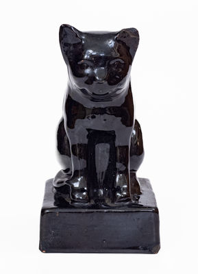 Large Glazed Stoneware Figure of a Cat, attrib. Peters and Reed, Zanesville, Ohio, early 20th century