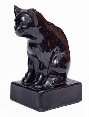 Large Glazed Stoneware Figure of a Cat, attrib. Peters and Reed, Zanesville, Ohio, early 20th century