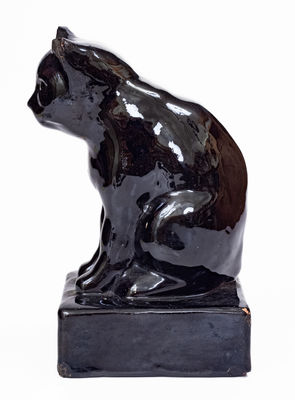 Large Glazed Stoneware Figure of a Cat, attrib. Peters and Reed, Zanesville, Ohio, early 20th century
