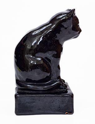 Large Glazed Stoneware Figure of a Cat, attrib. Peters and Reed, Zanesville, Ohio, early 20th century