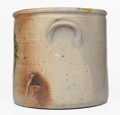 Unusual WHATELY, Mass. Stoneware Crock w/ Greenish Floral Decoration