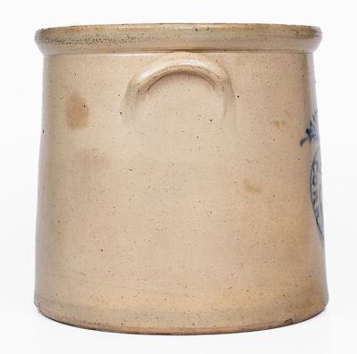 Fine SEYMOUR & BOSWORTH / HARTFORD Stoneware Crock w/ Elaborate Bird and Banner Decoration