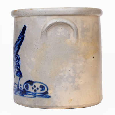 4 Gal. ALBANY, NY Stoneware Crock w/ Large Chicken Decoration, c1860