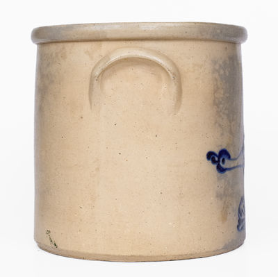 4 Gal. ALBANY, NY Stoneware Crock w/ Large Chicken Decoration, c1860