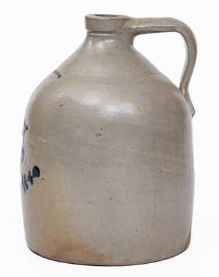 1 Gal. W. ROBERTS BINGHAMTON Stoneware Jug w/ Slip-Trailed Bird Decoration
