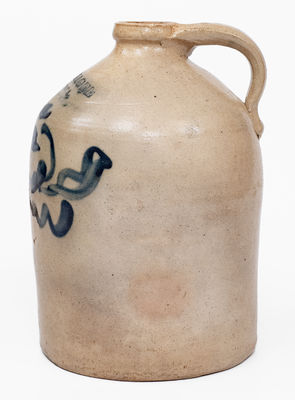 Rare J. B. MAGEE / ITHACA, NY Stoneware Jug w/ Floral Decoration, c1853-55
