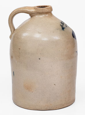 Rare J. B. MAGEE / ITHACA, NY Stoneware Jug w/ Floral Decoration, c1853-55