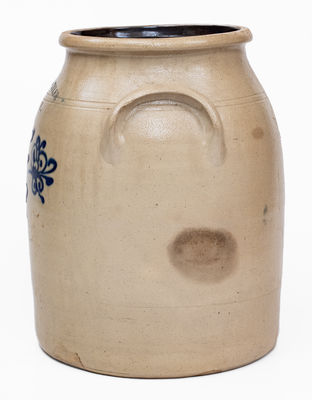 Rare 3 Gal. THOMPSON & TYLER / TROY, NY Stoneware Jar w/ Slip-Trailed Decoration