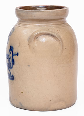 6 Quart WEST TROY / NY / POTTERY Stoneware Lidded Jar w/ Bird Decoration