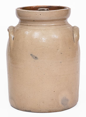 6 Quart WEST TROY / NY / POTTERY Stoneware Lidded Jar w/ Bird Decoration