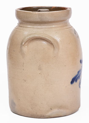 6 Quart WEST TROY / NY / POTTERY Stoneware Lidded Jar w/ Bird Decoration