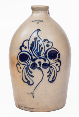 2 Gal. ALBANY, NY Stoneware Jug w/ Bold Slip-Trailed Floral Decoration