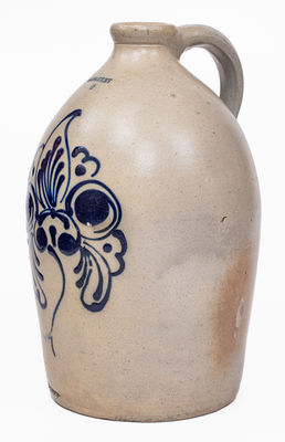2 Gal. ALBANY, NY Stoneware Jug w/ Bold Slip-Trailed Floral Decoration