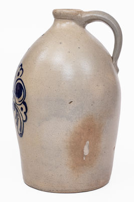 2 Gal. ALBANY, NY Stoneware Jug w/ Bold Slip-Trailed Floral Decoration
