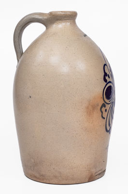 2 Gal. ALBANY, NY Stoneware Jug w/ Bold Slip-Trailed Floral Decoration