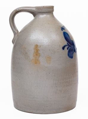 1 Gal. CORTLAND, NY Stoneware Jug w/ Cobalt Floral Decoration