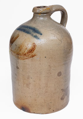 Rare M. TYLER / ALBANY, NY Stoneware Jug w/ Brushed and Incised Decoration, Inscribed